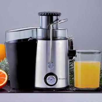 Preview: Schnell-Entsafter, Edelstahl/ABS, silber/schwarz – Elektrischer Zentrifugal-Entsafter, hohe Saftausbeute, 600 ml Kapazität