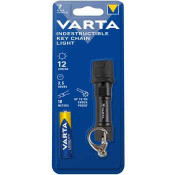 Preview: Varta Schlüsselanhänger LED-Taschenlampe Indestructible - extrem robust, langlebig, 9m Fallschutz, IPX4 - 12lm, 10m Leuchtweite, inkl. Batterie
