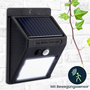 Preview: Solar LED-Wandleuchte mit Bewegungsmelder – Helle Aussenleuchte mit 20 SMD-LEDs, energiesparend & IP44