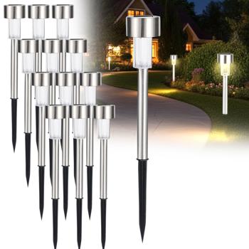 Edles 12er-Set Solar-Wegeleuchten mit Erdspiess & Dämmerungssensor - Wetterfest & vollautomatisch - sichere Wege & stilvolle Akzente
