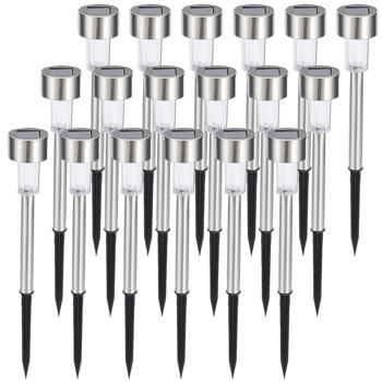 Preview: 18er-Set Mini-Solar-Wegeleuchten - Dämmerungssensor & Erdspiess - Kabellose LED-Gartenleuchten, spritzwassergeschützt, 8h Leuchtdauer