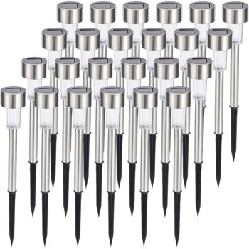 Preview: 24er-Set Mini-Solar-Wegeleuchten - Dämmerungssensor & Erdspiess - Für Gartenwege, Treppen, Beete - Kabellose LED-Solarleuchten bis 8h