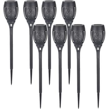 Preview: 8er-Set LED-Solar-Gartenfackeln mit Flammen-Effekt (H 78cm): Akku, realistisch & wetterfest - Fur romantisches Ambiente im Garten & Balkon