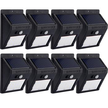 8er-Set Kompakte Solar-LED-Wandleuchte mit Bewegungsmelder (20 SMD-LEDs): Helles Licht für sichere Wege & Eingänge – Energiesparend & kabellos