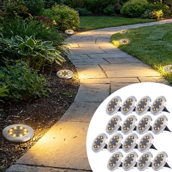 Edles 16er-Set Solar-Bodenstrahler 200lm IP44 mit Erdspiess: Helle Aussenleuchte für Garten & Weg – Schaffen Sie Sicherheit & Lichtakzente