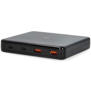 Preview: 2er-Set Multiport Tischladegerät - GaN-Technologie 65W - 4 Ports: 2x USB-C (3.25A) 2x USB-A (3.0A) - Schnellladung für iPhone Notebooks Handys - spart Strom