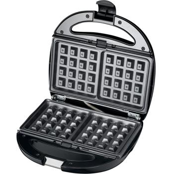 Preview: 3in1 Multifunktions-Grill - Sandwichmaker, Waffeleisen und Kontaktgrill, starke 850 W, schwarz, Antihaftbeschichtung