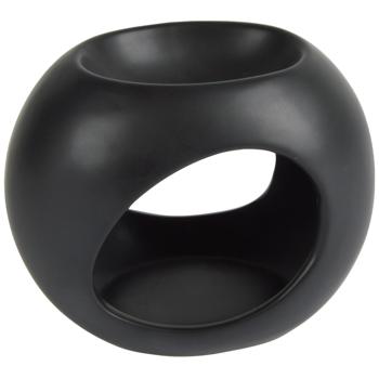 Keramik Duftlampe schwarz Ø 13 cm - Ideal für Duftöl & Teelichter - Schafft wohliges Ambiente - Robust & elegant für Zuhause