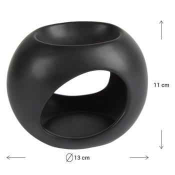 Preview: Keramik Duftlampe schwarz Ø 13 cm - Ideal für Duftöl & Teelichter - Schafft wohliges Ambiente - Robust & elegant für Zuhause