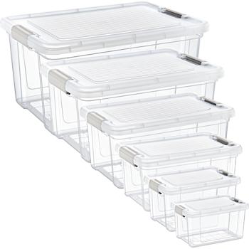 6er-Set Vorratsboxen Transparent (1,25–30L): Robuste Aufbewahrungsboxen & Frischhalteboxen mit Deckel für Haushalt, Ordnung, Küche & Vorräte