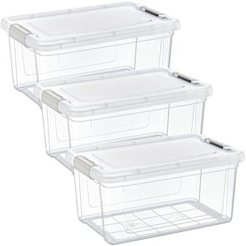 3er-Set Vorratsboxen 9L - Transparentes Kunststoffmaterial für Müsli, Mehl, Reis - Hygienische Frischhaltebox mit Klemmdeckel - Schutz vor Motten, Staub