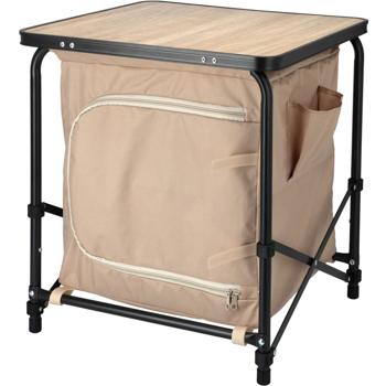 Preview: Camping Faltschrank, beige-schwarz, Camping-Küchenbox, mehr Ordnung & Stauraum, ideal für Camping, Outdoor & Reisen