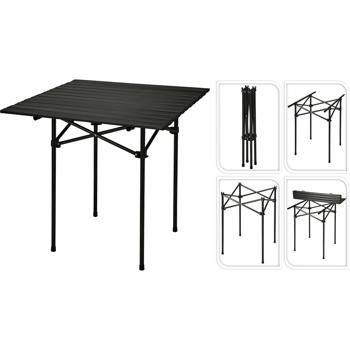 Preview: Camping-Set - kompakter Campingtisch rollbarer Tischplatte, schwarz, 70x70x69cm - Campingstuhl klappbar, belastbar 110kg, inkl. Tasche