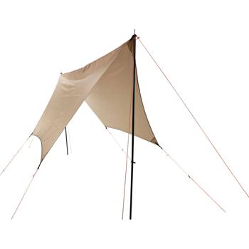 Tarp Zeltplane, hellbraun, 3 x 3 m, leicht und robust, inklusive Gestänge, Heringen und Abspannseilen