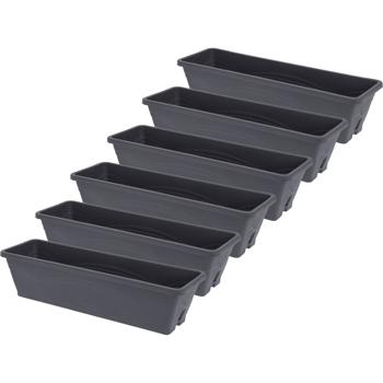 6er-Set Blumenkasten Anthrazit 50cm - Robustes Polyethylen UV-beständig - Ideal für Balkongeländer - Stapelbar & leicht zu reinigen