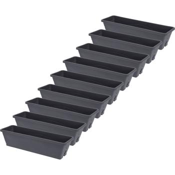 9er-Set Blumenkasten Anthrazit 50 cm - Robust, UV-beständig & Witterungsbeständig für Balkon & Garten - Ideal für rankende Pflanzen - Polyethylen