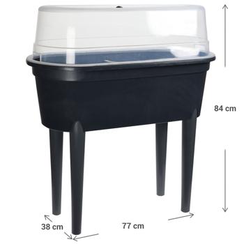 Preview: Anzuchttisch mit Lüftungsschieber, schwarz, 77 x 38 x 84 cm: optimale Keimung & Wachstum, wetterfest & belüftet, ideal für Gemüse, Kräuter & Blumen