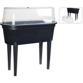 Preview: Anzuchttisch mit Lüftungsschieber, schwarz, 77 x 38 x 84 cm: optimale Keimung & Wachstum, wetterfest & belüftet, ideal für Gemüse, Kräuter & Blumen