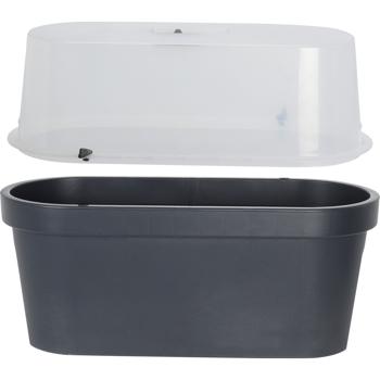 Robuster Geländer-Blumentopf mit Gewächshaus-Haube, Anthrazit – Ideal für Balkon & Terrasse, Schutz & Wachstum für Kräuter, Gemüse & mehr