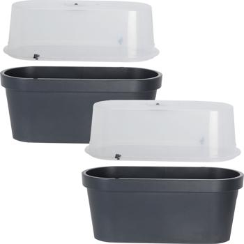 2er-Set Geländer-Pflanzkasten mit Gewächshaus-Haube, Anthrazit, Robust und Wetterbeständig, Optimale Bedingungen für Kräuter und Pflanzen