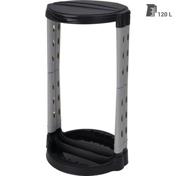 Preview: 120L Müllsackständer mit Deckel - Robust, stabil & hygienisch, platzsparende Müllentsorgung - Steckmontage - recyceltes Polypropylen - Ø 43 x H 74 cm