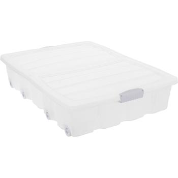 Transparente Aufbewahrungsbox mit Clip-Deckel & Rollen, 80x60x17cm – Bettwäsche, Kleidung, Schuhe & mehr, auch als Unterbettkommode nutzbar