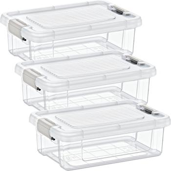 3er-Set Vorratsbox - Transparent 0,8L Frischhaltebox mit Klippverschluss - Hygienische Aufbewahrung für Müsli, Mehl, Zucker, Reis - BPA-frei Kunststoff