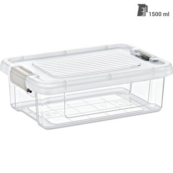 Preview: Vorratsbox transparent 1,5L – Hygienische Frischhaltedose mit Klippverschluss – Ideal für Müsli, Mehl, Zucker & Reis – Schützt vor Motten und Staub