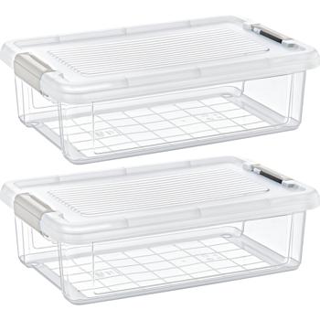 2er-Set Vorratsbox transparent - 6L mit Klippverschluss - Ideal für Müsli Mehl Zucker Reis Haferflocken & frische Lebensmittel - 35.1x23.1x10.9 cm