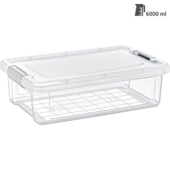 Preview: 2er-Set Vorratsbox transparent - 6L mit Klippverschluss - Ideal für Müsli Mehl Zucker Reis Haferflocken & frische Lebensmittel - 35.1x23.1x10.9 cm