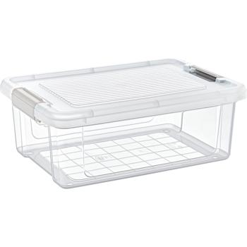 Praktische 12 Liter Aufbewahrungsbox mit Deckel, 41,3 x 29,2 x 15,3 cm, Premium Qualität, stabile Vorratsbox für Ordnung im Haus, klarer Blick