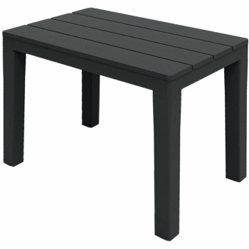 Preview: Garten- und Balkon-Beistelltisch aus witterungsbeständigem Kunststoff, grau, 60 x 45 x 39 cm, Wetterfester Outdoor-Tisch