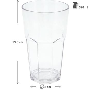 Preview: 4er-Set Bruchsicheres Trinkglas aus Kunststoff in 2 Grössen, je 2x 370 ml / 275 ml, Ideal für Gartenpartys, Camping & mehr, wiederverwendbar, leicht & spülmaschinenfest