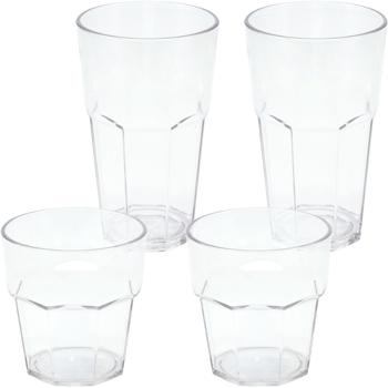 4er-Set Bruchsicheres Trinkglas aus Kunststoff in 2 Grössen, je 2x 370 ml / 275 ml, Ideal für Gartenpartys, Camping & mehr, wiederverwendbar, leicht & spülmaschinenfest
