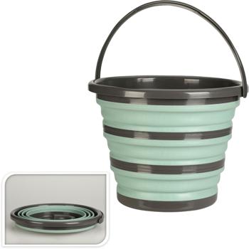 Preview: Falteimer 10 Liter - Platzsparender Putzeimer für Haushalt, Camping & Outdoor - Robustes Kunststoff/Silikon, schwarz/grün - Ø 32x24 cm