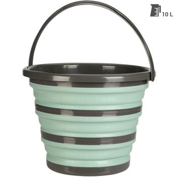 Preview: Falteimer 10 Liter - Platzsparender Putzeimer für Haushalt, Camping & Outdoor - Robustes Kunststoff/Silikon, schwarz/grün - Ø 32x24 cm