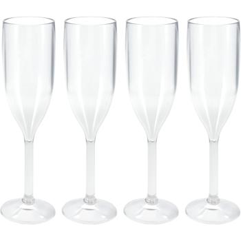 4er-Set Bruchsichere Sektgläser aus Kunststoff, 165 ml, Ideal für Gartenpartys, Camping & mehr, Wiederverwendbar, leicht & spülmaschinenfest