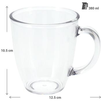 Preview: Bruchsichere Tasse aus Kunststoff, 380 ml, Ideal für Gartenpartys, Camping & mehr, Wiederverwendbar, leicht & spülmaschinenfest