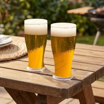 2er-Set Bruchsichere Biergläser aus Kunststoff, 520 ml, Ideal für Gartenpartys, Camping & mehr, Wiederverwendbar, leicht & spülmaschinenfest