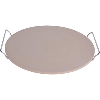 Preview: Pizzastein Set - knusprige Pizza wie aus dem Steinofen - Ø 33 cm Backstein bis 300°C - inkl. Edelstahl-Pizzaschneider 22 cm - für Brot Brötchen