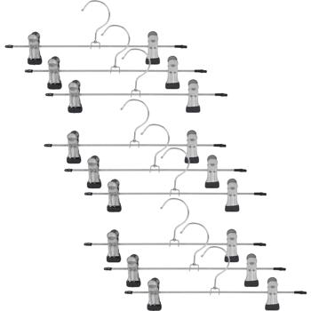9er-Set Metall Hosenbügel - Platzsparende Kleiderordnung & automatische Glättung für Hosen - Robuste Metall/Kunststoff-Bügel mit 2 Klammern, 28 cm Länge