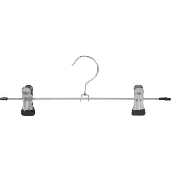 Preview: 9er-Set Metall Hosenbügel - Platzsparende Kleiderordnung & automatische Glättung für Hosen - Robuste Metall/Kunststoff-Bügel mit 2 Klammern, 28 cm Länge