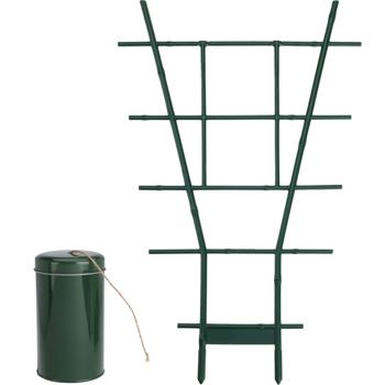 Anzucht-Set aus Juteschnur & Fächerspalier/Pflanzgitter, grün, 49 x 29 cm, für Kletterpflanzen & Rankgewächse, Robuste Rankhilfe für Wohnung, Garten, Balkon & Terrasse