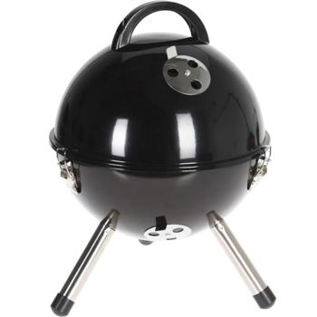 Kompakter Holzkohle Kugelgrill (Ø 32 cm) - schwarz, praktisch und ideal für Picknick, Camping und Outdoor-Ausflüge und Grillpartys