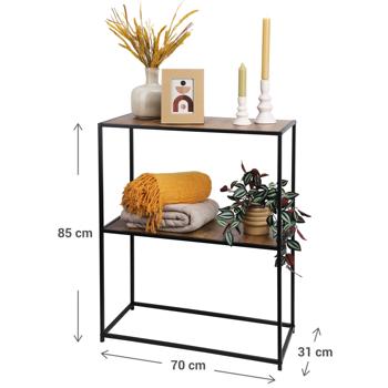 Preview:  Stilvolles Mehrzweck Regal (70 x 85 x 30 cm) mit 2 Ablagen: Optimal für Küche, Flur & Schlafzimmer, stabil, leicht aufzubauen & schafft zusätzlichen Stauraum