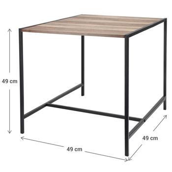 Preview: Beistelltisch Quadratisch Holzoptik - schwarz, 49 x 49 x 49cm - moderner Tisch, Seitentisch, Wohnzimmertisch - elegantes Design für jede Einrichtung