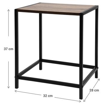 Preview: 2er Set Beistelltische Quadratisch Holzoptik - schwarz, 49 x 49 x 49cm / 32,5 x 28 x 37,5 cm - moderner Tische, Seitentisch, Wohnzimmertisch - elegantes Design