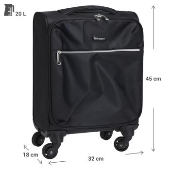 Preview: Kompakter Handgepäck-Trolley Koffer (20L, 32x45x18 cm): Leichter, schwarzer Kabinenkoffer. Praktischer & robuster Reisebegleiter