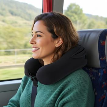 Preview: Innovatives Memory Schaum Nackenkissen mit Haube, schwarz – Waschbarer Bezug, ergonomisch – Für maximalen Komfort & erholsamen Schlaf