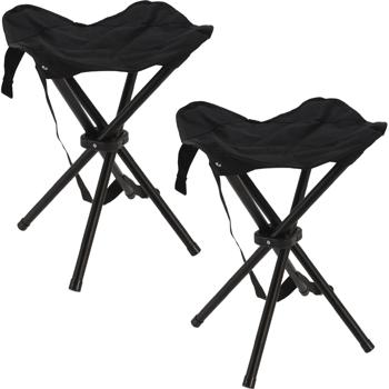 2er-Set Camping-Falthocker mit Tragetasche, 40 cm Sitzhöhe - stabiler Mini-Faltstuhl bis 110 kg belastbar 